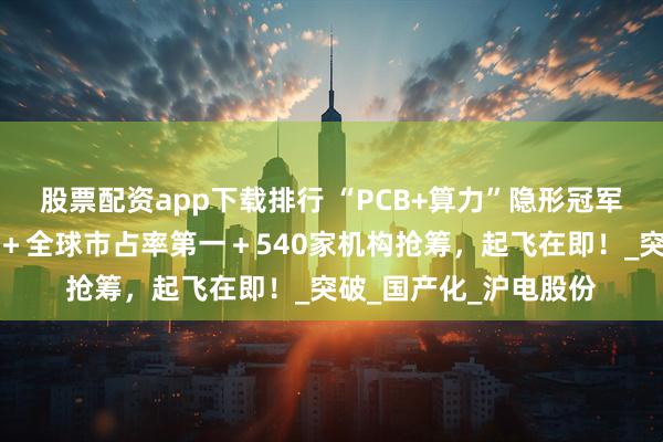 股票配资app下载排行 “PCB+算力”隐形冠军！英伟达最大供应商＋全球市占率第一＋540家机构抢筹，起飞在即！_突破_国产化_沪电股份